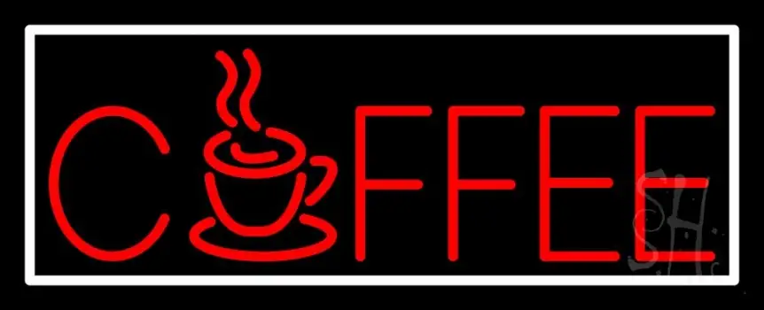 Red Coffee Mug With White Border LED Neon Sign