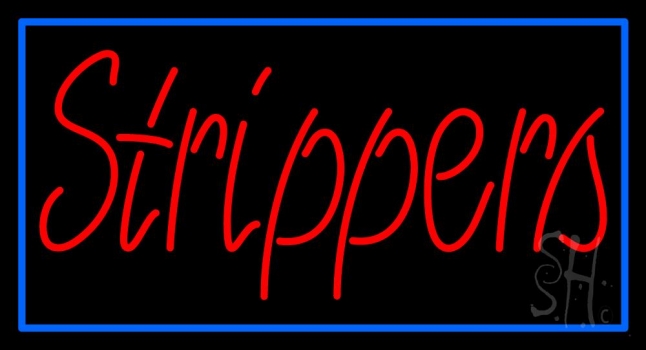 Red Strippers With Blue Border LED Neon Sign