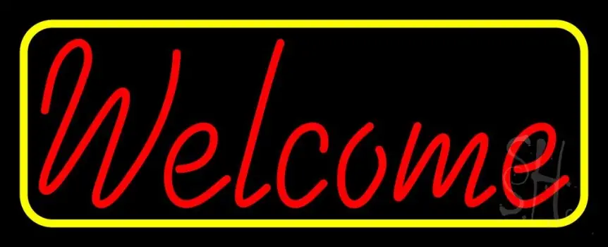 Red Welcome With Yellow Border LED Neon Sign