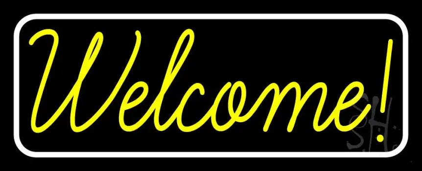 Welcome With White Border LED Neon Sign