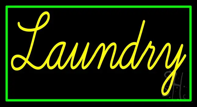 Yellow Laundry With Green Border LED Neon Sign