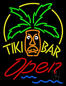 Yellow Tiki Bar Open LED Neon Sign