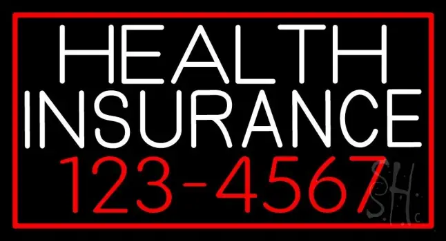 Health Insurance With Phone Number And Red Border LED Neon Sign