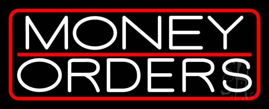 Money Orders With Red Border And  Line LED Neon Sign