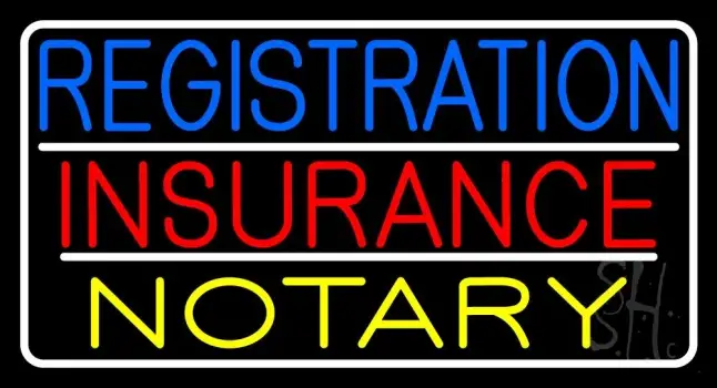 Registration Insurance Notary White Border And Lines LED Neon Sign