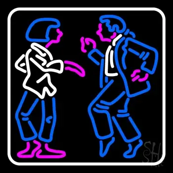 Dancing Couple With White Border LED Neon Sign