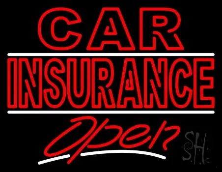 Double Stroke Car Insurance Open LED Neon Sign
