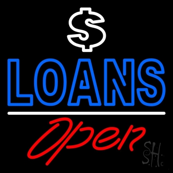 Loans With Dollar Logo Open LED Neon Sign