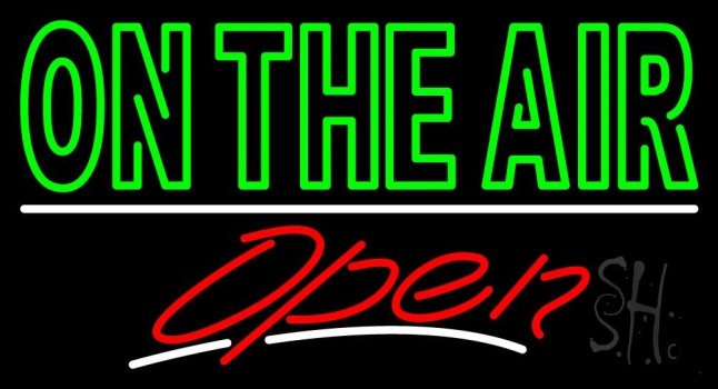 On The Air Open White Line LED Neon Sign