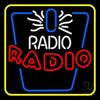 Radio Radio Yellow Border LED Neon Sign