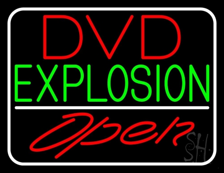 Red Dvd Explosion Open White Border LED Neon Sign