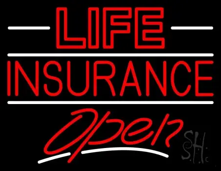 Red Life Insurance Open LED Neon Sign