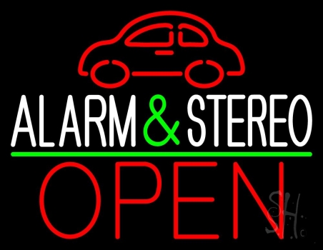 Car Logo Alarm And Stereo Open Green Line LED Neon Sign