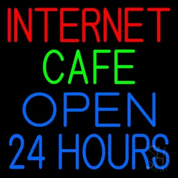 Internet Cafe Open 24 Hrs LED Neon Sign