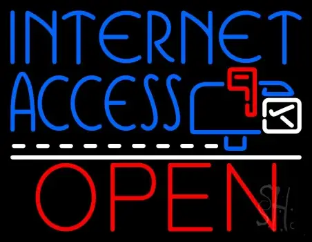 Blue Internet Access Open LED Neon Sign