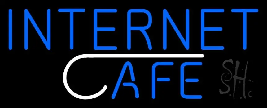 Blue Internet Cafe Block LED Neon Sign