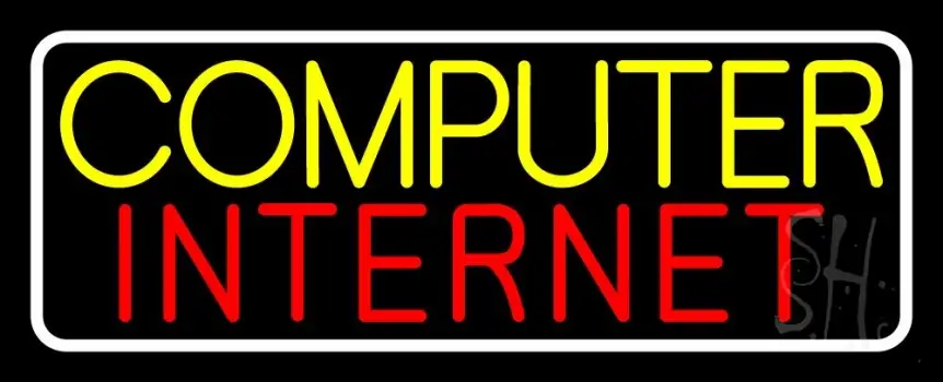 Computer Internet With White Border LED Neon Sign