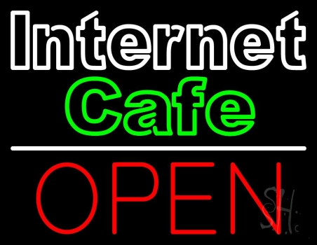 Double Stroke Internet Cafe Open LED Neon Sign