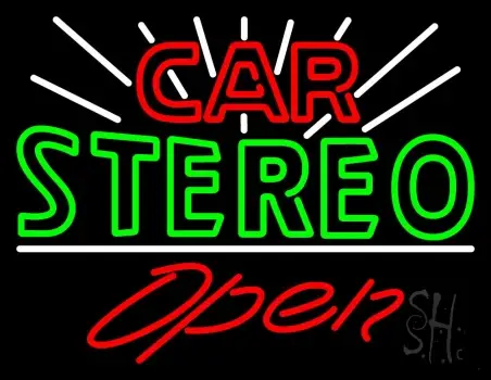 Green Car Stereo Open LED Neon Sign