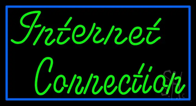 Green Internet Connection Blue Border LED Neon Sign