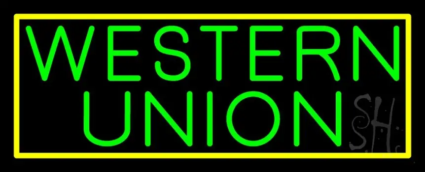 Green Western Union With Green Border LED Neon Sign