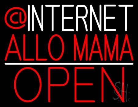 Internet Allo Mama Open With Logo LED Neon Sign