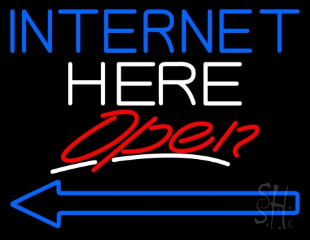Internet Here Open With Arrow LED Neon Sign