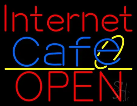 Red Internet Cafe Open LED Neon Sign