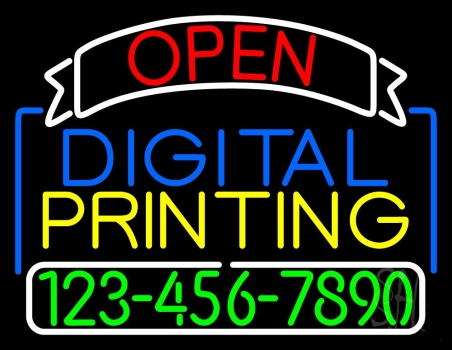 Red Open Digital Printing With Phone Number LED Neon Sign