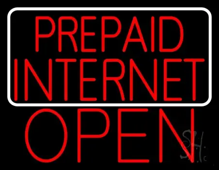 Red Prepaid Internet Open LED Neon Sign