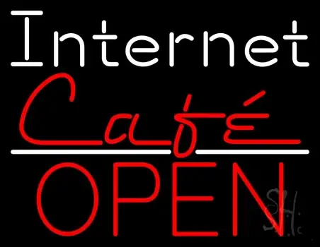 White Internet Cafe Open LED Neon Sign