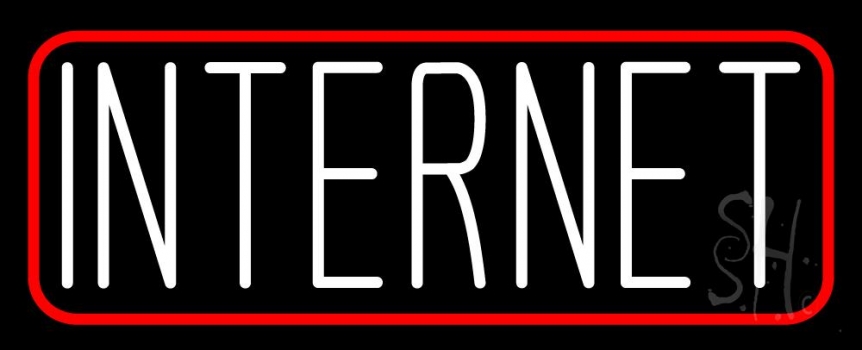 White Internet With Red Border LED Neon Sign