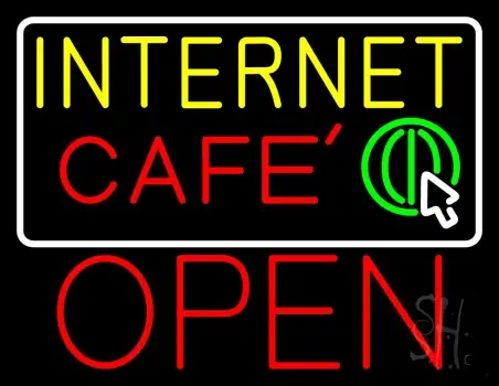 Yellow Internet Cafe Open LED Neon Sign