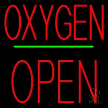 Oxygen Block Open Green Line LED Neon Sign