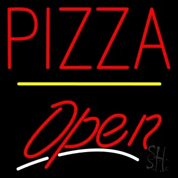Pizza Script2 Open Yellow Line LED Neon Sign