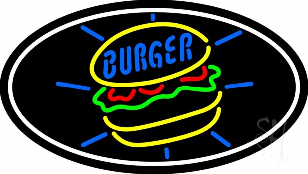Burger Oval LED Neon Sign