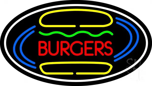 Burgers Oval LED Neon Sign