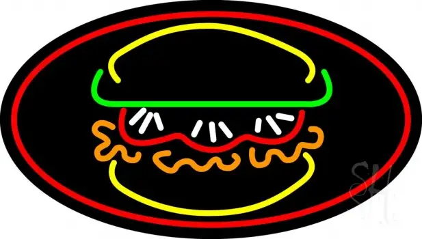 Burger With Vegie Oval LED Neon Sign