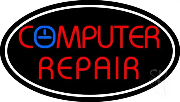 Computer Repair Oval LED Neon Sign