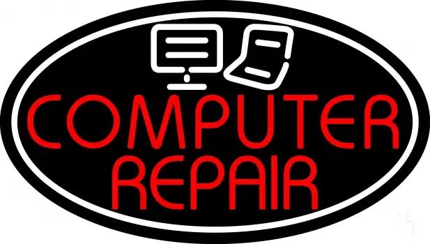 Computer Repair Oval With Laptop Pc LED Neon Sign