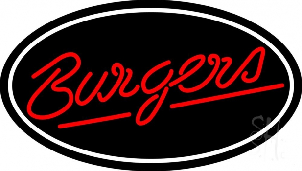 Cursive Burgers Oval LED Neon Sign