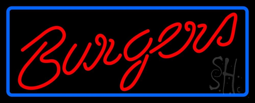 Cursive Burgers With Border LED Neon Sign