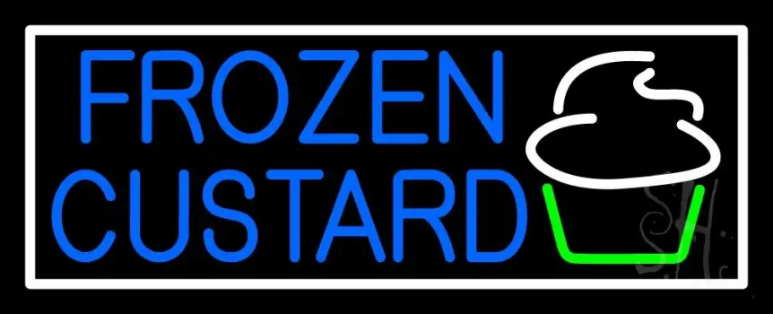 Blue Frozen Custard With Logo 3 LED Neon Sign