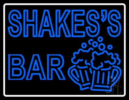 Blue Shakes Bar Double Stroke LED Neon Sign