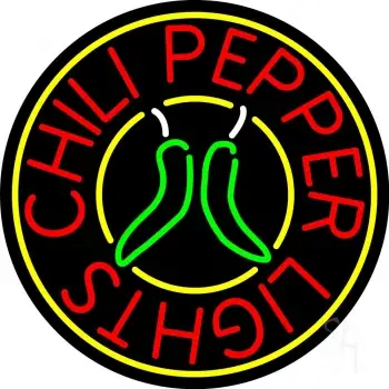 Chili Pepper Lights Circle LED Neon Sign