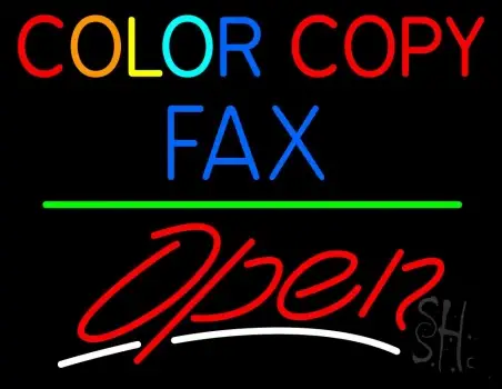 Color Copy Fax Open 3 LED Neon Sign