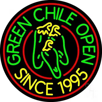 Green Chili Open Circle LED Neon Sign