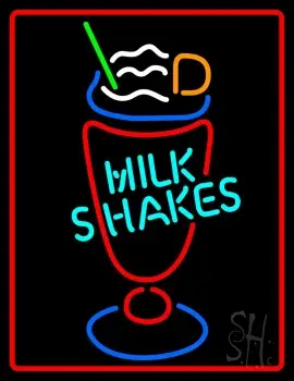 Milk Shakes Inside Glass With Border LED Neon Sign
