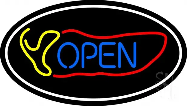 Red Chili Open Oval LED Neon Sign