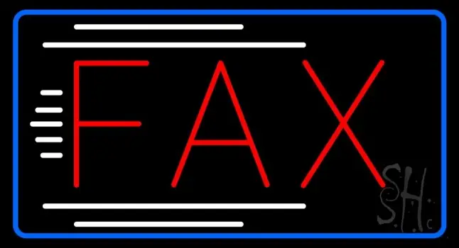 Red Fax Blue Border LED Neon Sign
